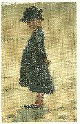 Peter Severin Kroyer lille pige staende pa skagen sonderstrand oil painting on canvas